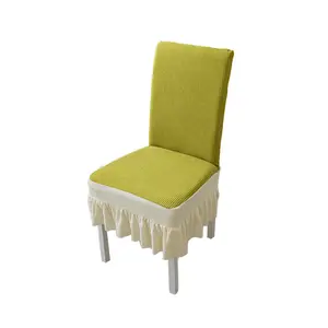 High Quality Corn Velvet Select Supplier Solid Color Chair Covers Jacquard Stretch Decoration Ding Chair Cover