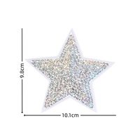 Patch brodé écologique en tissu perlé avec sequins thermocollants, motif cœur poli, étoiles brodées et applique florale