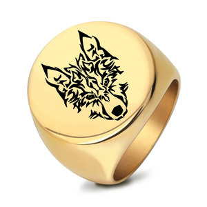Men's Stainless Steel <b>Ring</b> 22mm <b>Wolf</b> Head Design Round Animal Pattern Everyday Wear Jewelry - Product Image 1
