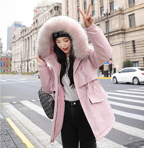 Giacca invernale da donna giacca spessa fodera in lana Parka calde giacche medio-lunghe <span class=keywords><strong>con</strong></span> cappuccio Parka pelliccia all'interno <span class=keywords><strong>cappotto</strong></span> di cotone femminile Plus Size - Product Image 5