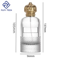 Flacon de parfum en verre transparent gaufré de 100 ml avec bouchon en métal décoratif, atomiseur de luxe vide, logo personnalisé