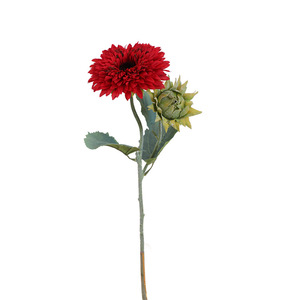 Grand tournesol artificiel floqué à 2 têtes en soie – Effet naturel, toucher réel, longue durée (3-5 ans) pour mariages et décoration intérieure - Product Image 1