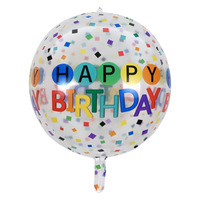 Vente en gros d'usine, nouveau produit, ballon en feuille d'aluminium 4D imprimé Happy Birthday de 22 pouces pour décorations de fête d'anniversaire