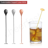 Cuillère à mélanger de Cocktail, ustensile à motif en spirale en acier inoxydable, cuillère à mélanger de Cocktail en métal or cuillère à remuer de 27.5Cm 1 pièce
