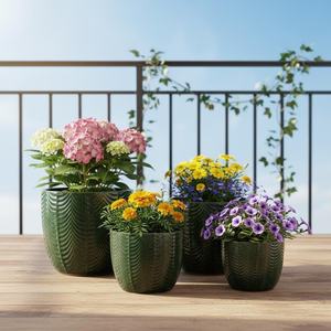 Vente directe d'usine, pots à fleurs en céramique émaillée, grands, modernes, classiques, pour l'intérieur/l'extérieur, avec trous <span class=keywords><strong>de</strong></span> drainage en <span class=keywords><strong>plastique</strong></span>, pour le sol et le jardin - Product Image 2