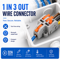 Bloc de bornes à levier 1 entrée 3 sorties 32A 450V Connecteur enfichable Laiton PC 0.2-4mm PA66 Acier inoxydable 301 Ressorts Industriel