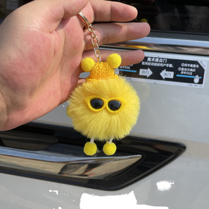 Porte-clés en forme de petite boule de charbon, mignon, en peluche, écologique, sacs, pompon, poupée, accessoires, pendentif de voiture, vente en gros - Product Image 1