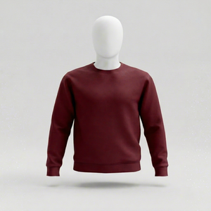 Sweat-shirt à col rond pour homme, couleur bordeaux, coupe classique, tricoté, couleur unie, manches longues, style décontracté, vêtements d'automne - Product Image 1