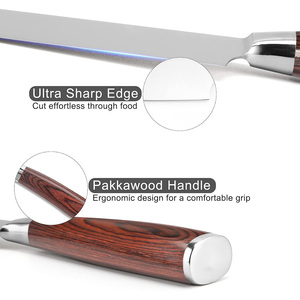 Couteau de chef japonais de 8 pouces avec logo laser personnalisé, sans MOQ, manche en bois rouge, boîte cadeau, couteau de cuisine professionnel en acier inoxydable 4Cr13mov - Product Image 5