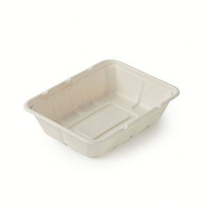 Plato Redondo Moldeado de Caña de Azúcar Reciclada Biodegradable, Contenedor de Alimentos Blanco, Resistente al Agua y al Aceite, 9''/10''/12'', Se Acepta Logotipo Personalizado - Product Image 2