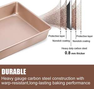 <span class=keywords><strong>JOHO</strong></span> BAKING Juego de sartenes para hornear profundas Metal antiadherente 0,8mm de espesor Rectángulo Molde para pasteles Juego de utensilios para hornear apilables 3 bandejas para horno Hornear Oro - Product Image 2