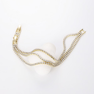 Personalización de moda joyería de latón pulsera de diamantes <span class=keywords><strong>mujer</strong></span> hip hop pequeño circón dobles filas tres filas pulsera de <span class=keywords><strong>tenis</strong></span> - Product Image 3