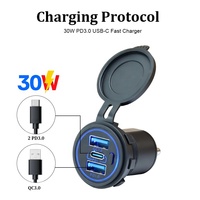 Chargeur mobile 3 ports personnalisé 2 Type C Pd et 1 Usb Qc 12V 24V Usb Chargeur Prise de courant pour bus Coach Scooter électrique