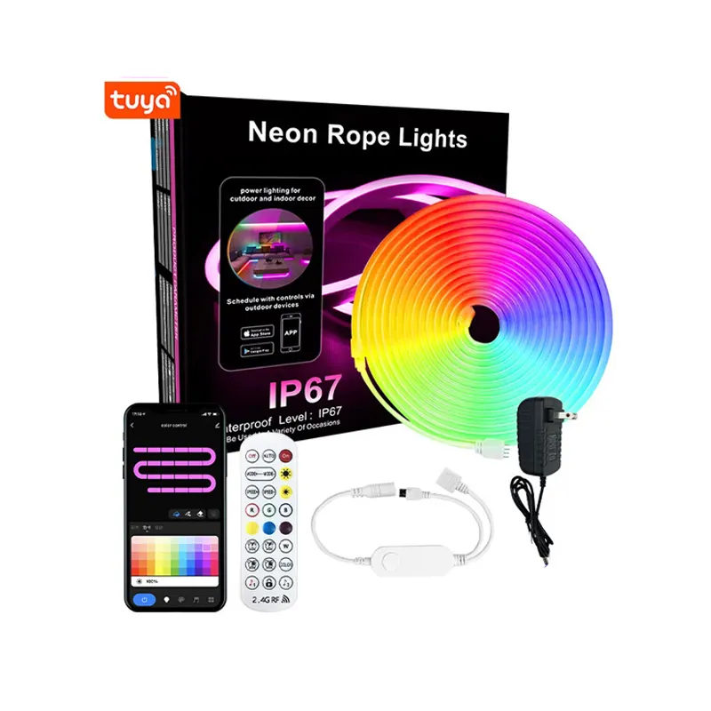 Tira LED de luces de neón inteligente WIFI BT APP impermeable Flexible RGB tira de luz DIY cinta de señal de neón con Control remoto