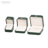 Boîte à bijoux octogonale de luxe en cuir PU vert et daim, design dôme arqué, doublure en velours pour emballage cadeau