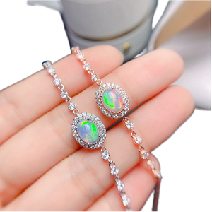 New Arrival S925 INS Sterling Silver 6*8mm Oval Cut <b>Opal</b> Bracelet Rhodium Natural <b>Opal</b> Birthstone Jewelry for <b>Gifts</b> Parties - Product Image 1