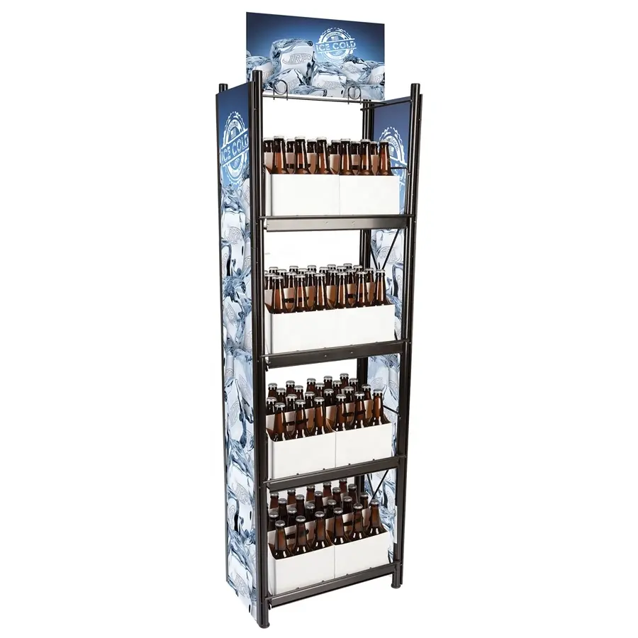 Vloeren Stand Metalen Bierfles Display Rack Plank Voor Supermarkt En Verkoopt