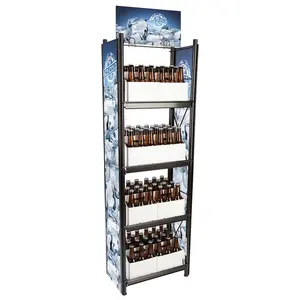 Prateleira de metal para garrafa de cerveja, suporte de piso, estante de exibição para superfície e refil