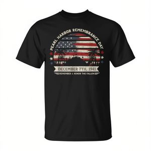 Camiseta del Día de la Memoria de Pearl Harbor, 7 de diciembre de 1941, recuerda el honor de los caídos, diseño de la bandera de EE. UU. - Product Image 2