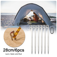 Piquets de tente en acier inoxydable 28 cm, clous de camping polyvalents avec ouvre-bouteille, accessoires de randonnée, lot de 6 pièces