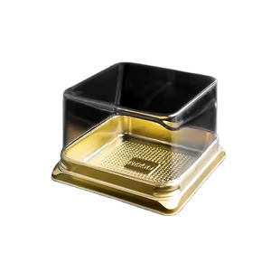 Mini Contenedores Cuadrados Transparentes de Plástico para Pasteles y Postres, Caja Redonda para Empacar con Base Dorada, para Alimentos, Gelatina, Jugo, Azúcar - Product Image 6