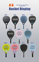 Raquette de paddle-tennis d'entraînement Influence P-01Pro pour enfants et adultes, en fibre de carbone T700, surface rugueuse sans bords, écologique, pour le divertissement
