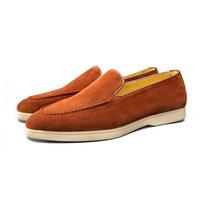 Mocassins en daim de qualité supérieure pour hommes, semelle en caoutchouc, chaussures plates à enfiler, toutes saisons, chaussures décontractées pour affaires, mocassins en cuir pour hommes