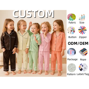 Toptan Çocuk Erkek Kız Pamuklu Uzun Kollu Pijama İki Parçalı Gömlek ve Pantolon Takımı Yumuşak Bebek Giysisi - Product Image 1