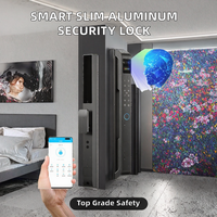 Serrure de porte intelligente de sécurité, design fin en aluminium, carte-clé, mot de passe, application Tuya/WiFi, écran cloud pour portes en acier, laiton, bois, Grade A