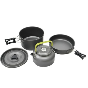 野营篝火用具可堆叠不粘烹饪炊具套装，包括带储物袋的锅碗 - Product Image 1