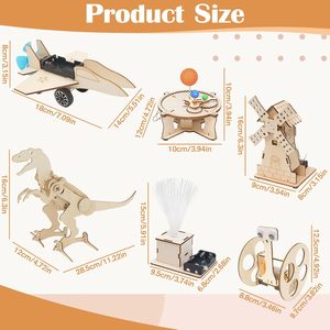 Kits Scientifiques <span class=keywords><strong>pour</strong></span> Enfants, Ensemble de Construction de <span class=keywords><strong>Robot</strong></span> DIY 6 Pièces, <span class=keywords><strong>Kit</strong></span> d'Expériences STEM, Jouets en Bois 3D <span class=keywords><strong>pour</strong></span> Garçons de 8 à 14 Ans - Product Image 6