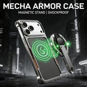 เกราะเมชาแบบหมุนได้สำหรับซัมซุงกาแล็คซี่ S26อัลตร้าสำหรับ iPhone 17 PRO MAX เคสโลหะพร้อมขาตั้งระบายความร้อนของผู้ชาย - Product Image 2