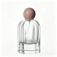 Vente en gros de flacons de parfum vides en verre transparent de 100 ml, rechargeables, avec un design cannelé, bouchon à bille rose, décoration de luxe