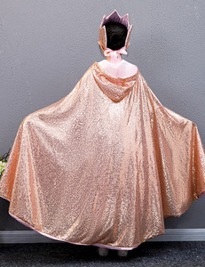 Ensemble cape scintillante à sequins pour filles MS Girls Princess avec capuche, couronne, baguette magique et sac, 4 pièces, costume de spectacle - Product Image 5