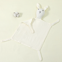 Serviette de confort lapin Abebe pour bébé et tout-petit, serviette en coton pur sans danger pour la consommation, mouchoir lapin