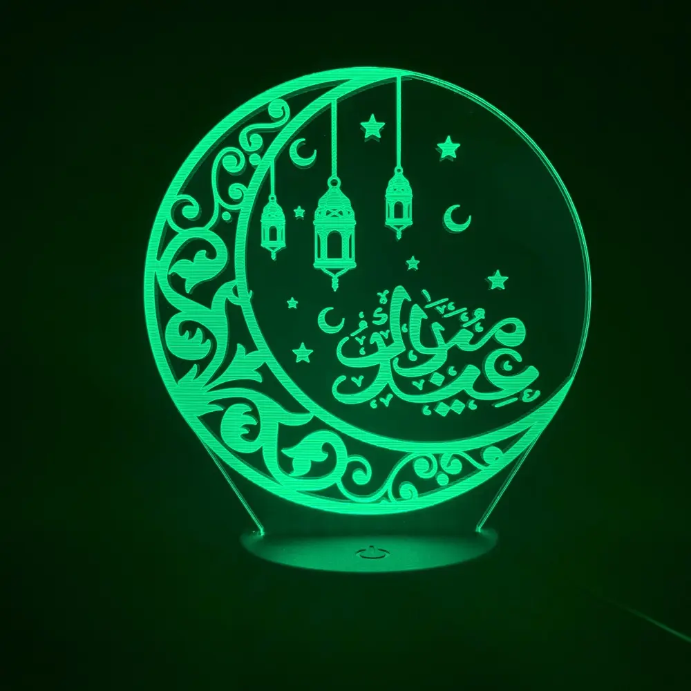 3d Led Night Light โคมไฟอิสลามอัลลอฮ์ภาษาอาหรับเด็กตกแต่งห้องนอนของขวัญมุสลิม Nightlight โคมไฟดวงจันทร์อัลลอฮ์ความละเอียดสูงตกแต่งบ้าน