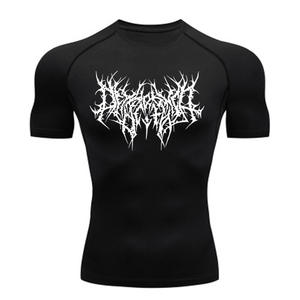 Atasan kebugaran otot elastisitas tinggi Logo kustom kaus lengan pendek kompresi sejuk pria untuk lari basket - Product Image 2