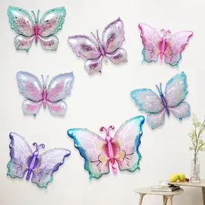 Globo de aluminio de mariposa grande JYAO para fiesta temática de mariposas, Decoración de cumpleaños para niñas