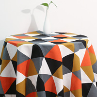 Tissu en toile fine imprimé en polyester et coton de la série Géométrie, nappe unie écologique, coussin de table