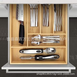 Bamboo Divided Drawer Organizer Rectangular Multi Functional <b>Storage</b> <b>Box</b> For Office And <b>Kitchen</b> Use - Product Image 4