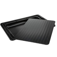 Plateau de décongélation rapide en aluminium épais de haute qualité, compatible lave-vaisselle, pour décongeler les aliments congelés, avec bac d'égouttement