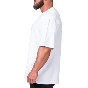 280 Gram Plus Size Mannen Ronde Hals Katoen Losse T-shirt Big And Tall Maat Ronde Kraag Custom Korte mouwen Biologische Camiseta
