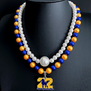Atacado camada colar dupla pérola royal azul e amarelo sigma gamma rho poodle pingente EEYIP pingente colar - Product Image 3