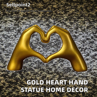 Statue de main en résine dorée Pop Art en forme de cœur, artisanat écologique durable, sculpture moderne faite à la main pour la maison, le bureau ou la table