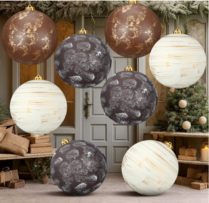 Bolas de Navidad de Plástico, Decoraciones para Árboles de Navidad en un Estilo Rústico Retro Color Cobre Oxidado, Decoración con Temática Navideña - Product Image 1