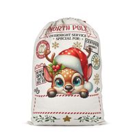 Transfert de chaleur impression père noël sac cadeau de noël cordon toile sac Sublimation noël vacances fête décoration sac de bonbons