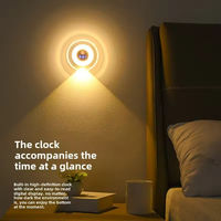 Horloge LED intelligente avec télécommande, lumière murale à détection de présence humaine, projecteur, lampe de chevet pour chambre à coucher, luminosité réglable