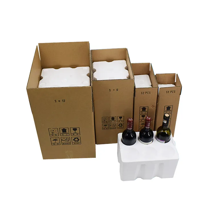 Boîte d'expédition en papier ondulé de couleur marron, emballage en Carton pour bouteilles de liqueur de vin 1/2/quantité minimale de commande, faible 6/12 échantillon gratuit