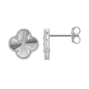 Boucles <span class=keywords><strong>d</strong></span>'oreilles fines en argent sterling S925, 9,5 mm, trèfle à quatre feuilles, pierres naturelles, bijoux minimalistes pour femmes et hommes - Product Image 1