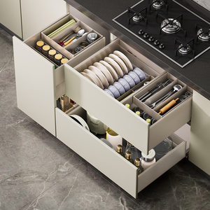 Unités de rangement de cuisine en aluminium à montage latéral avec porte-bouteilles et panier coulissant écologique pour armoires - Product Image 3